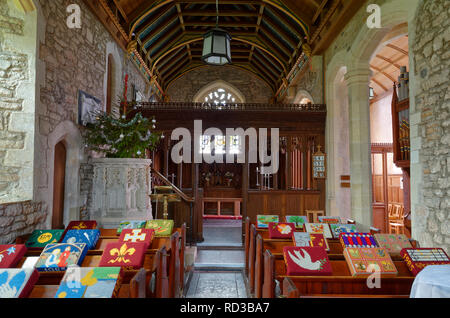 Innenraum der Kirche St Andrews, Loxton, North Somerset 13. Jahrhundert Denkmalgeschützte Stockfoto