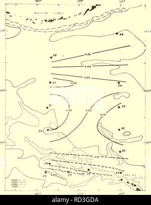 . Tiefe Durchblutung, Central North Pacific Ocean: 1961, 1962, 1963. Ozeanzirkulation. 50°-. 180 Abbildung 28: - Topographie in dynamische m. 5.000-m-Ebene angepasst Windkraftanlagen geostrophische Transport, Ekman Divergenz con als, September 1961. Luftwiderstandsbeiwert 0.0026; betont von Mittlere monatliche Belastungen. ., 0,5. Bitte beachten Sie, dass diese Bilder sind von der gescannten Seite Bilder, die digital für die Lesbarkeit verbessert haben mögen - Färbung und Aussehen dieser Abbildungen können nicht perfekt dem Original ähneln. extrahiert. Barbee, William D. Washington, US Govt. Drucken. Aus. Stockfoto