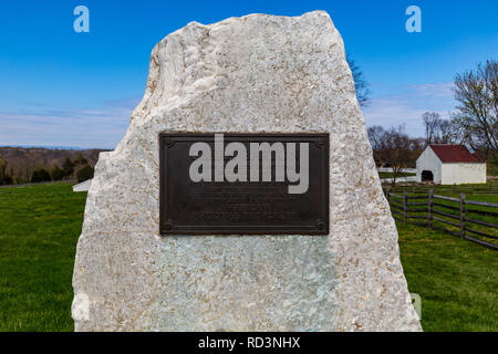 Sharpsburg, MD, Vereinigte Staaten - 10 April, 2016: Das Denkmal, das erkennt Clara Barton's Service während der Schlacht von Antietam. Stockfoto