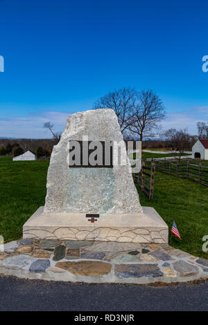 Sharpsburg, MD, Vereinigte Staaten - 10 April 2016: Der Granit Denkmal ehrt Clara Barton's Arbeit während der Schlacht von Antietam Stockfoto