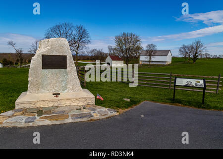 Sharpsburg, MD, Vereinigte Staaten - 10 April, 2016: ein granitdenkmal erkennt Clara Barton's Service während der Schlacht von Antietam. Stockfoto