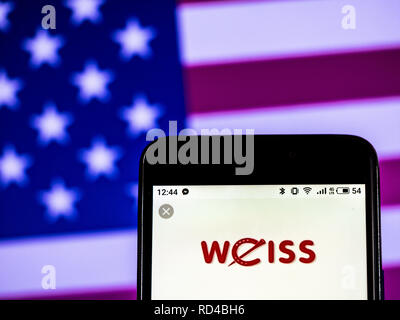 Kiew, Ukraine. 16 Jan, 2019. Weis Märkte Unternehmen Logo gesehen auf einem Smartphone angezeigt. Quelle: Igor Golovniov/SOPA Images/ZUMA Draht/Alamy leben Nachrichten Stockfoto