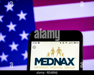 Kiew, Ukraine. 16 Jan, 2019. Mednax Firmenlogo gesehen auf einem Smartphone angezeigt. Quelle: Igor Golovniov/SOPA Images/ZUMA Draht/Alamy leben Nachrichten Stockfoto