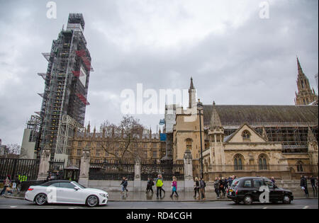 London, Großbritannien. 16. Januar, 2019. Westminster Parlament und Umgebung, London, England am 16. Januar 2019. Foto von Andy Rowland. Credit: Andrew Rowland/Alamy leben Nachrichten Stockfoto