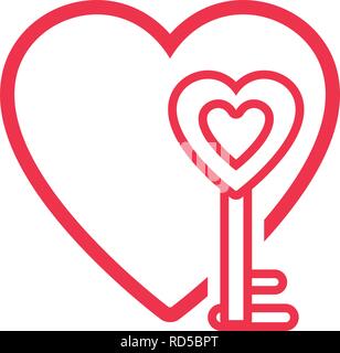 Herz mit Schlüssel Liebe happy valentines Tag Vector Illustration Stock Vektor
