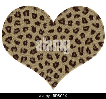 Großes Herz mit Leopard Fell Strukturmuster, gelb und braun Stockfoto