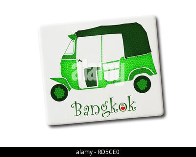 Bangkok (Thailand) souvenir Kühlschrank Magnet auf weißem Hintergrund Stockfoto