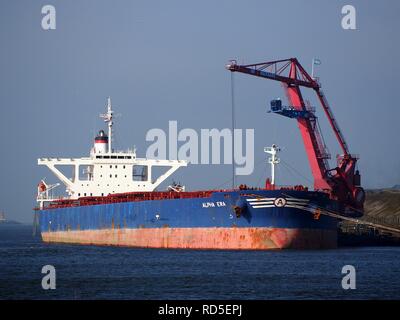 ALPHA ERA-IMO 9220990 - Rufzeichen 9 HSY 8 in IJmuiden, dem Hafen von Amsterdam, Bild 1. Stockfoto