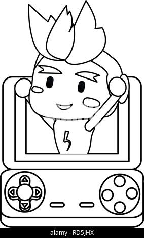 Video Game boy Avatar in der Konsole Vector Illustration Stock Vektor