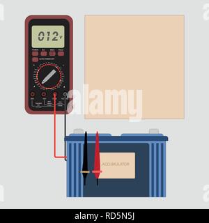 Multimeter Batteriespannung Stock Vektor