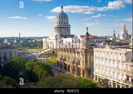 Gran Teatro, Großes Theater, und Capitolio Building, Havanna, Kuba Stockfoto