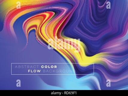 Modernes, farbenfrohes flow Poster. Wave flüssige Form in der Farbe schwarz hintergrund. Art Design für Ihr Design Projekt. Vector Illustration Stock Vektor