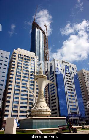 Hochhäuser, Old Airport Road, Innenstadt, Cannon Square, Abu Dhabi, Vereinigte Arabische Emirate, Naher Osten Stockfoto