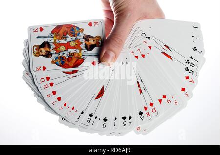 Deck von Fahrern aufgefächert in einer Hand Stockfoto