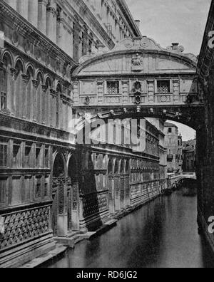 Frühe Autotype der Seufzerbrücke in Venedig, Veneto, Italien, historische Fotografie, 1884 Stockfoto