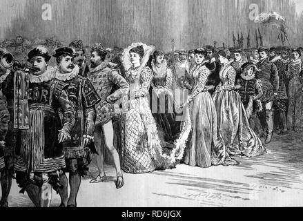 Die Silberne Hochzeit der kaiserlichen Prinzen und der Prinzessin von Deutschland, Prozession von Königin Elizabeth und ihre Höflinge, England Stockfoto