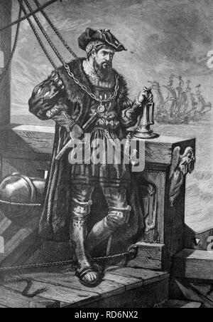 Vasco da Gama, 1469-1524, portugiesischer Seefahrer, historische Abbildung, ca. 1886 Stockfoto