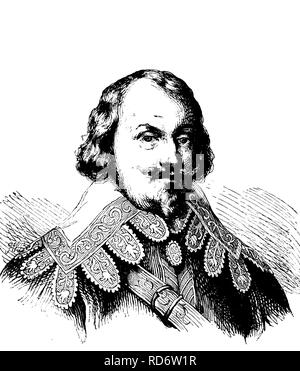 Johan Baner, 1596-1641, schwedischer Feldmarschall im Dreißigjährigen Krieg, Holzschnitt aus dem Jahr 1880 Stockfoto