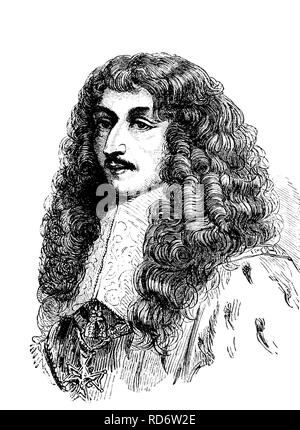 Louis II, de Bourbon, Prince de Condé, 1621-1686, einer der wichtigsten Generäle des 17. Jahrhunderts Holzschnitt aus dem Jahr 1880 Stockfoto