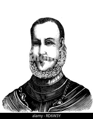 Friedrich II. von Dänemark, 1534-1588, König von Dänemark und Norwegen, Holzschnitt aus dem Jahr 1880 Stockfoto