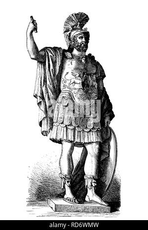 Statue des Pyrrhus, Kapitolinische Museen, Rom, Italien, Holzschnitt aus dem Jahr 1880 Stockfoto