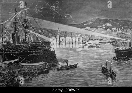 Die Columbus-Feier in Genua, Italien, Holzschnitt um 1871 Stockfoto