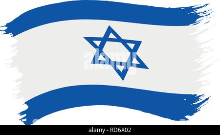 Vector Illustration der Pinselstrich gemalt Nationalflagge von Israel mit David stern isoliert auf weißem Hintergrund Stock Vektor