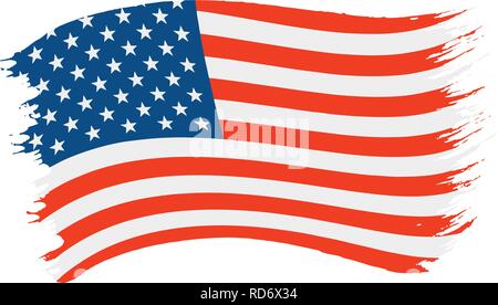 Vector Illustration der Pinselstrich gemalt Nationalflagge der USA isoliert auf weißem Hintergrund Stock Vektor