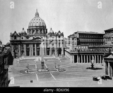 Eines der ersten Autotype Fotos der Petersplatz in Rom, Italien, um 1880 Stockfoto