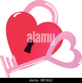 Vorhängeschloss Schlüssel Herz happy valentines Tag Vector Illustration Stock Vektor
