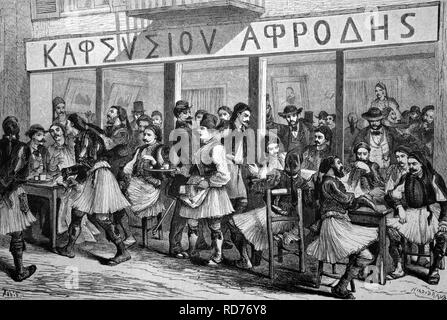 Griechischen Café, historische Abbildung, ca. 1886 Stockfoto