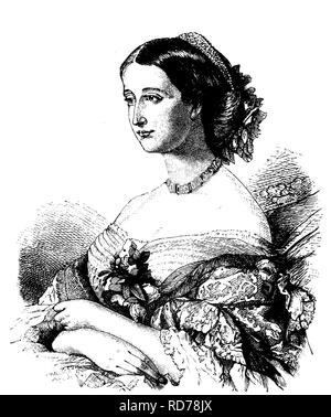 Eugenie de Montijo, 1826-1920, französische Kaiserin und letzte Monarch von Frankreich, historischen Holzschnitt, um 1880 Stockfoto