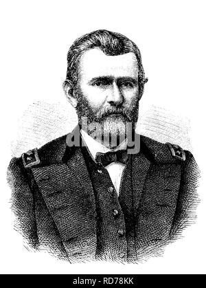 Ulysses S. Grant, 1822-1885, 18. Präsident der Vereinigten Staaten von Amerika, historischen Holzschnitt, um 1880 Stockfoto