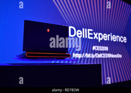 "Die Erfahrung von Dell'Industrie und Pressekonferenz für Dell und Alienware Area 51m auf der CES, Consumer Electronics Show, Las Vegas, NV, USA Stockfoto