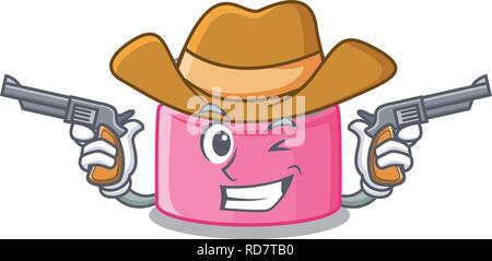 Cowboy Gesicht Creme auf hölzernen cartoon Tabelle Stock Vektor