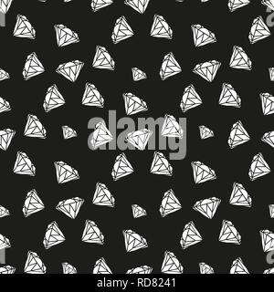 Diamanten nahtlose Muster. Vector pattern mit Diamanten. Nahtlose Muster kann für Tapeten verwendet werden, musterfüllungen, Webseite Hintergrund, Oberflächenstrukturen und Stoffen. Schwarz-weiß Design. Stock Vektor