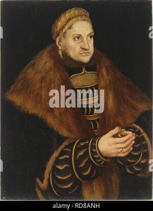 Porträt von Friedrich III., Kurfürst von Sachsen (1463-1525). Museum: Veste Coburg. Autor: Cranach, Lucas, der Ältere. Stockfoto