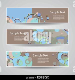 Bunte Vektor Einrichten von drei Header Designs mit Punkten, Kreisen, Ringe Stock Vektor