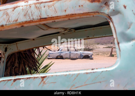 Verlassenes Auto in Solitaire, Khomas Region, Namibia, Afrika Stockfoto