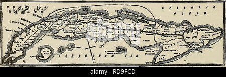 . Der Kuba zu überprüfen. Ein Flur, Hotel Camaguey.. Karte von Kuba Eisenbahn. Bitte beachten Sie, dass diese Bilder sind von der gescannten Seite Bilder, die digital für die Lesbarkeit verbessert haben mögen - Färbung und Aussehen dieser Abbildungen können nicht perfekt dem Original ähneln. extrahiert. Munson Steamship Line. New York: Munson Steamship Line Stockfoto