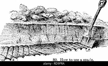 . Handbuch der Gartenarbeit; ein praktischer Leitfaden für die Herstellung der Anlage und den Anbau von Blumen, Obst und Gemüse für zu Hause. Im Garten arbeiten. Die HANDHABUNG DES LANDES 89 eine gute und kontinuierliche fallen. Für die Kanalisation und für Quereinsteiger nicht über vier hundert oder fünfhundert Meter lang, zwei und Halb Zoll Fliese ist ausreichend, es sei denn, viel Wasser aus Gräben und Federn durchgeführt werden müssen. In steinige, flache Steine kann anstelle von Fliesen verwendet werden, und die Personen, die geschickte im legen Sie sind Abflüsse als gute und dauerhafte wie die gebaut von Fliesen. Die Fliesen oder Steine sind mit s abgedeckt Stockfoto