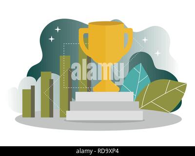 Den geschäftlichen Erfolg - Goldene Sieger Cup, Konzept der Sieg. Modernes flaches Design Stock Vektor