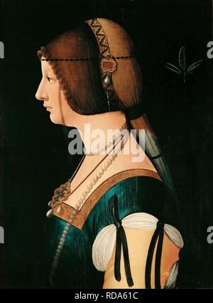 Portrait von Bianca Maria Sforza (1472-1510). Museum: Musée du Louvre, Paris. Autor: BERNARDINO DE CONTI. Stockfoto