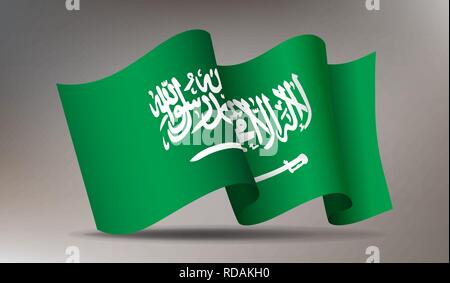 Winkende Saudi-arabien Flagge 3d Symbol isoliert Stock Vektor