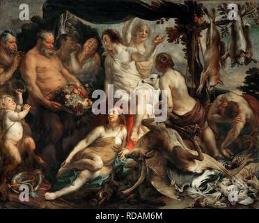 Diana's Rest auf der Jagd. Museum: Musée du Louvre, Paris. Autor: JORDAENS, Jacob. Stockfoto