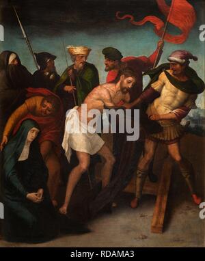 Das strafvollzugsgesetz Christi (El Expolio). Museum: MUSEO DE BELLAS ARTES DE VALENCIA. Autor: CORREA DE VIVAR, Juan. Stockfoto