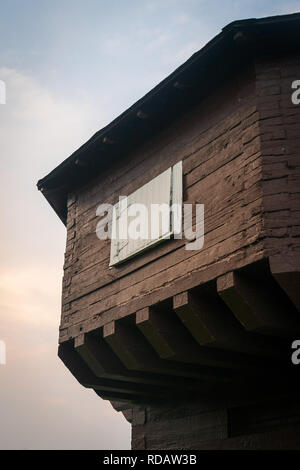 Historische Blockhaus in Erie, PA durch den See. Stockfoto