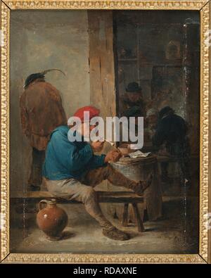 Taverne Szene mit Rauchern. Museum: Nationalmuseum Stockholm. Autor: Teniers D.J., David. Stockfoto