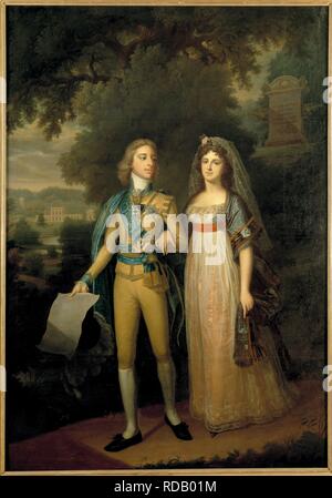 Porträt von Gustav IV. Adolf von Schweden (1778-1837) und Friederike Dorothea Wilhelmina von Baden (1781-1826), Königin von Schweden. Museum: Nationalmuseum Stockholm. Autor: JONAS FORSSLUND. Stockfoto