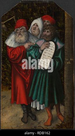 Mose und Aaron mit zwei Propheten. Museum: Alte Pinakothek, München. Autor: Cranach, Lucas, der Ältere. Stockfoto
